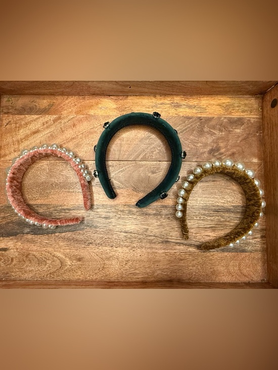 Accessories - Velvet Padded Headbands with Pearl/Jewel Accents